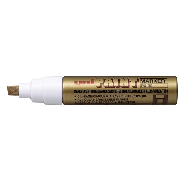 Marqueur PAINT Marker PX30 Pointe biseautée large 4 - 8 5mm Or UNI-BALL