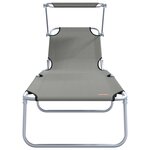 vidaXL Chaises longues pliantes 2 Pièces avec auvent en tissu Oxford gris 600D