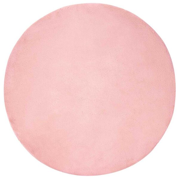 vidaXL Tapis en Fourrure Synthétique de Lapin Rose Ø 160 cm Polyester