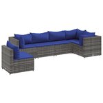 vidaXL Salon de jardin 6 Pièces avec coussins Gris Résine tressée