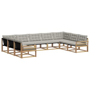 vidaXL Ensemble de canapés d'extérieur 9 Pièces Blanc et gris clair