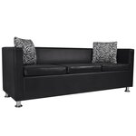 vidaXL Jeu de canapé à 2 places et à 3 places et fauteuil Noir