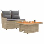 vidaXL Canapé de jardin avec accoudoirs et table relevable 2 Pièce