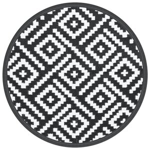 vidaXL Tapis d'extérieur blanc et noir Ø160 cm PP