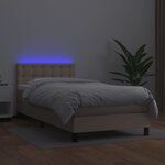 vidaXL Sommier à lattes de lit avec matelas et LED Cappuccino 90x200cm