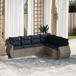 vidaXL Salon de jardin 6 Pièces avec coussins gris résine tressée