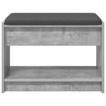 vidaXL Banc d'entrée avec coussin Gris Béton 63 x 38 x 45 cm