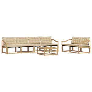 vidaXL Ensemble de canapés d'extérieur 7 Pièces Blanc et Beige