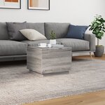vidaXL Table basse avec lumières LED sonoma gris 50x50x40 cm