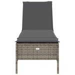 vidaXL Chaise longue avec coussin gris résine tressée