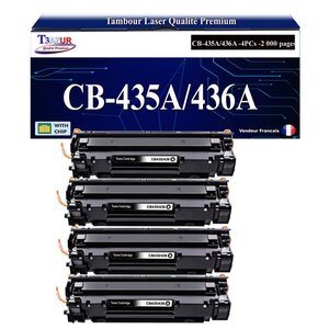 T3AZUR -4x Toners compatibles avec HP CB435A (35A) pour HP LaserJet P1005  P1006