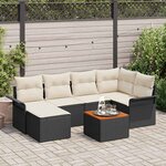vidaXL Ensemble de canapé de jardin avec coussin 7 Pièces Noir  Crème