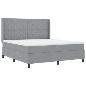 vidaXL Lit à ressorts avec matelas Gris clair 180 x 200 cm tissu