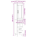 vidaXL Buffet haut Gris béton 34 5x34x180 cm Bois d'ingénierie