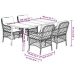 vidaXL Ensemble à manger de jardin 5 Pièces et coussins marron poly rotin