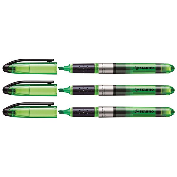 Surligneur NAVIGATOR de poche Pointe Biseautée vert x 3 STABILO