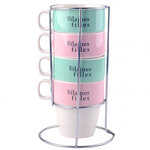 Set de 4 tasses avec support les vilaines filles