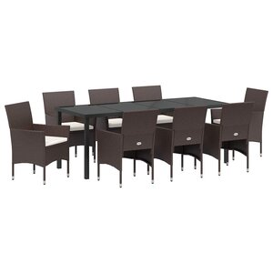 vidaXL Ensemble de salle à manger pour jardin 9 Pièces Marron polyrotin