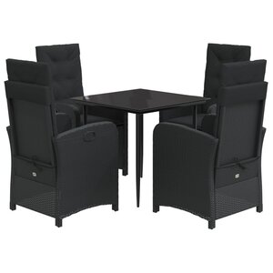vidaXL Ensemble à manger de jardin coussins 5Pièces Noir Résine tressée