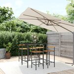 vidaXL Ensemble de bar jardin 5 Pièces noir poly rotin/bois massif acacia