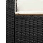 vidaXL Canapé de jardin 2 places coussins et table noir résine tressée