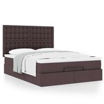 VidaXL Cadre de lit ottoman avec matelas marron foncé 140x200 cm tissu