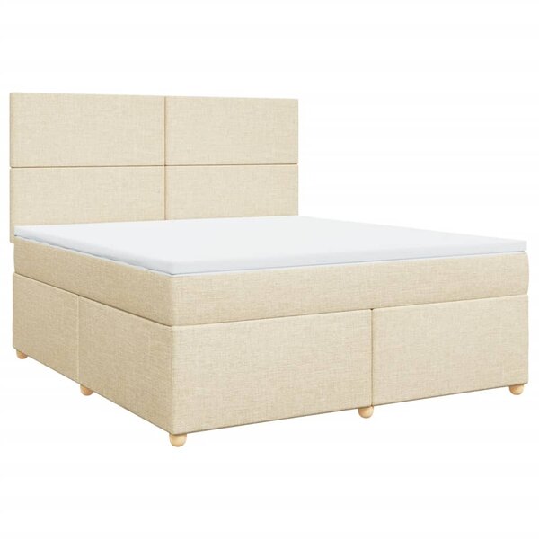 vidaXL Sommier à lattes de lit avec matelas Crème 180x200 cm Tissu