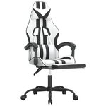 vidaXL Chaise de jeu pivotante et repose-pied Blanc et noir Similicuir