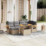 vidaXL Salon de jardin avec coussins 7 Pièces beige résine tressée