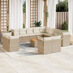 vidaXL Salon de jardin avec coussins 14 Pièces beige résine tressée