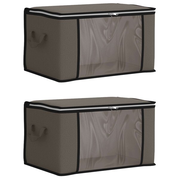 vidaXL Boîte de rangement avec fenêtre latérale transparente 2 pc Gris