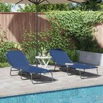 vidaXL Chaise longue pliante 2 Pièces Bleu 56 x 189 x 87 cm tissu
