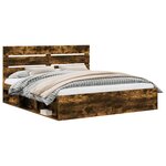 vidaXL Cadre de lit Chêne fumé 200 x 200 cm Bois de pin massif