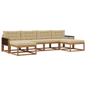 vidaXL Ensemble de canapés d'extérieur 6 Pièces Naturel et Beige