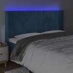 vidaXL Tête de lit à LED Bleu foncé 183x16x118/128 cm Velours