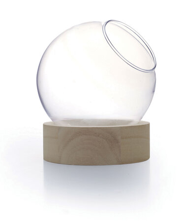 Vase globe avec socle en Bois Ø10cm