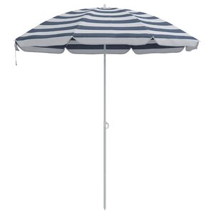 vidaXL Parasol de plage Bleu et blanc 161 x 193 cm Polyester