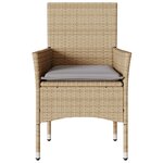 vidaXL Chaises de jardin avec coussins lot de 2 beige résine tressée