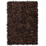 vidaXL Tapis shaggy Cuir véritable 80 x 160 cm Marron