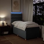 vidaXL Sommier à lattes de lit avec matelas Gris foncé 80x200 cm Tissu