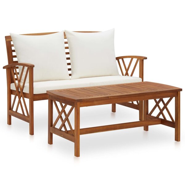 vidaXL Salon de jardin 2 Pièces avec coussins bois d'acacia solide