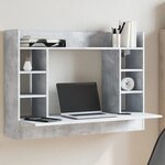 vidaXL Bureau mural gris béton 105x48x75 cm bois d'ingénierie