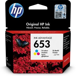 Cartouche d'encre originale 653 advantage tricolor cyan  magenta  jaune hp