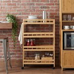 vidaXL Chariot de Cuisine avec Roues Naturel 60 x 18 x 97 cm Bambou
