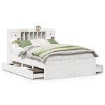 vidaXL Lit bibliothèque sans matelas blanc 160x200 cm bois pin massif