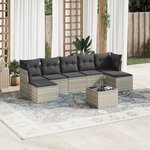 vidaXL Salon de jardin 8 Pièces avec coussins gris clair résine tressée