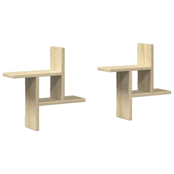 vidaXL Étagères murales 2Pièces chêne sonoma 38x12x38cm bois d'ingénierie