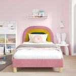vidaXL Cadre de lit pour enfants avec tête de lit Rose 90 x 190 cm