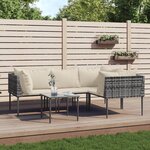 vidaXL Salon de jardin 5 Pièces avec coussins Gris Résine tressée