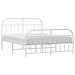 vidaXL Cadre de lit métal sans matelas et pied de lit blanc 140x190 cm